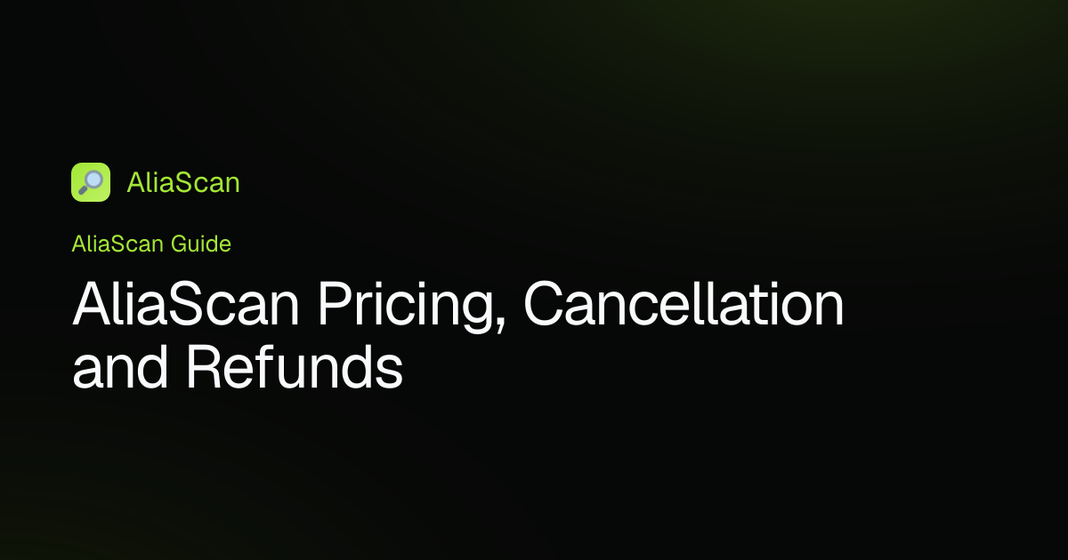 AliaScan Pricing, Cancellation and Refunds